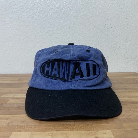 Vintage Hawaiian Headwear Embroidered Snap Back Hat Adult One Size Blue - Picture 1 of 8